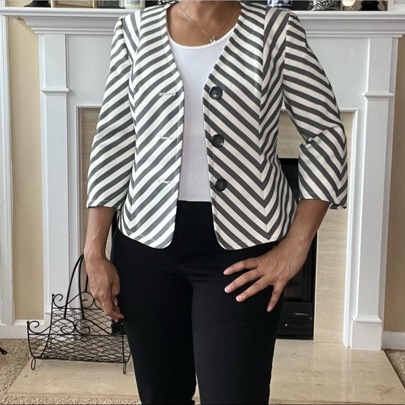 Kasper Jackets & Coats Kasper Separates Charcoal White Chevron